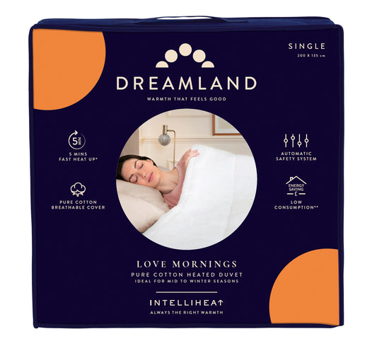 Dreamland Love Mornings Pure Cotton Heated Duvet packaging